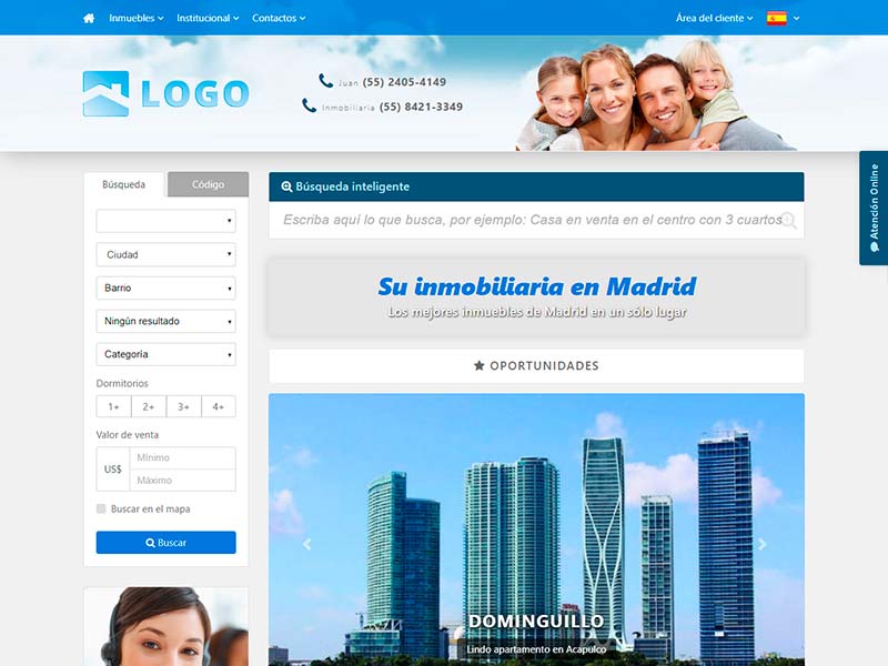 Plantilla de página web inmobiliaria Happy