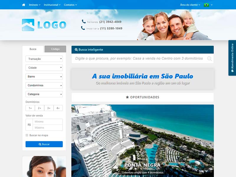 Modelo de site para imobiliária Happy