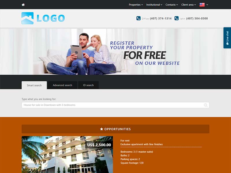 Real estate website template Billboard