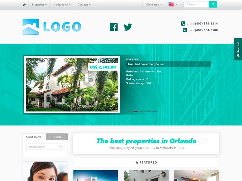 Real estate website template Showcase