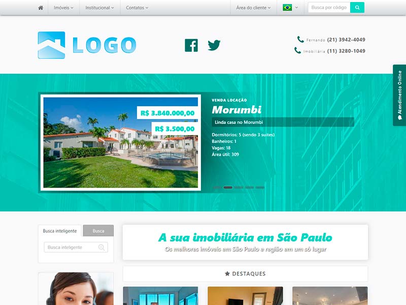 Modelo de site para imobiliária Showcase