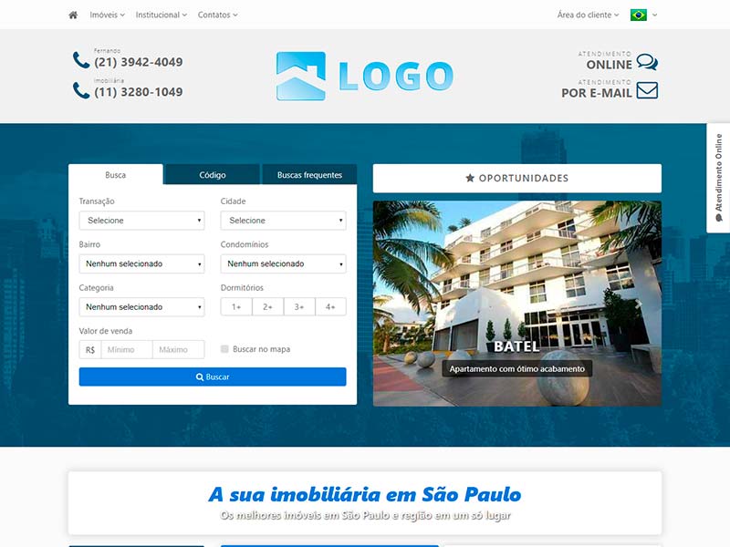 Modelo de site para imobiliária Plain