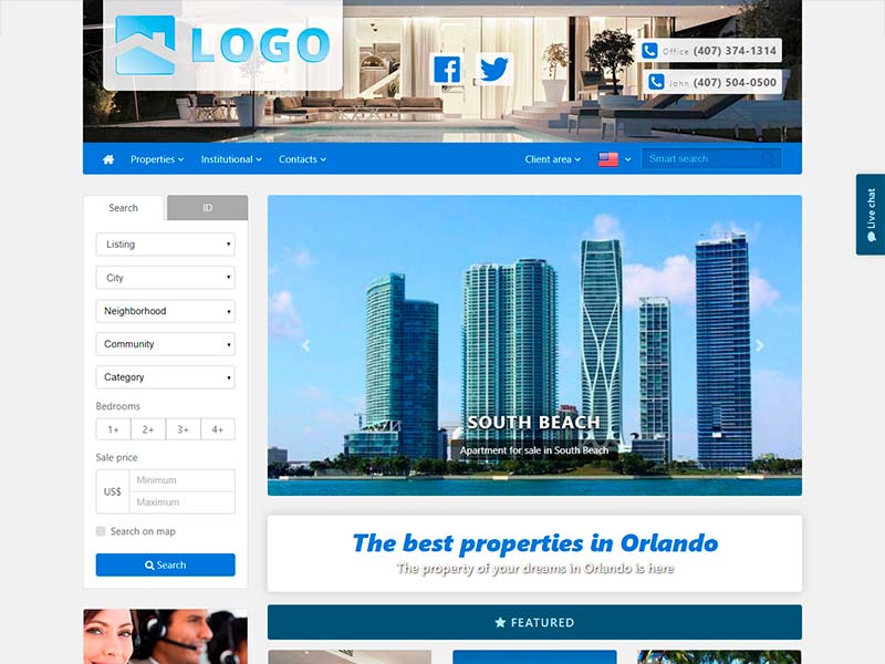 Real estate website template Polaroid