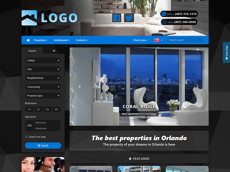 Real estate website template Executive