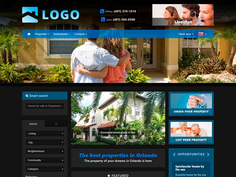 Real estate website template Wide