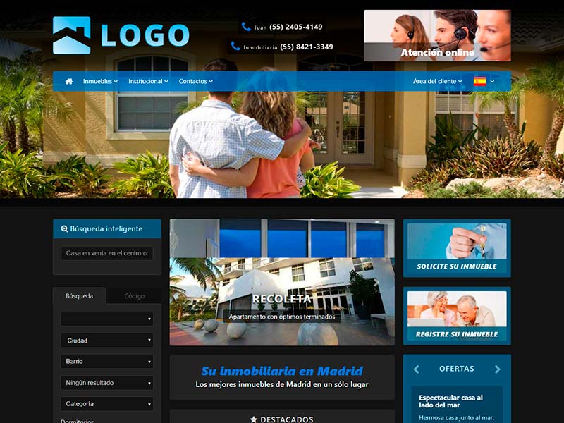 Plantilla de página web inmobiliaria Wide