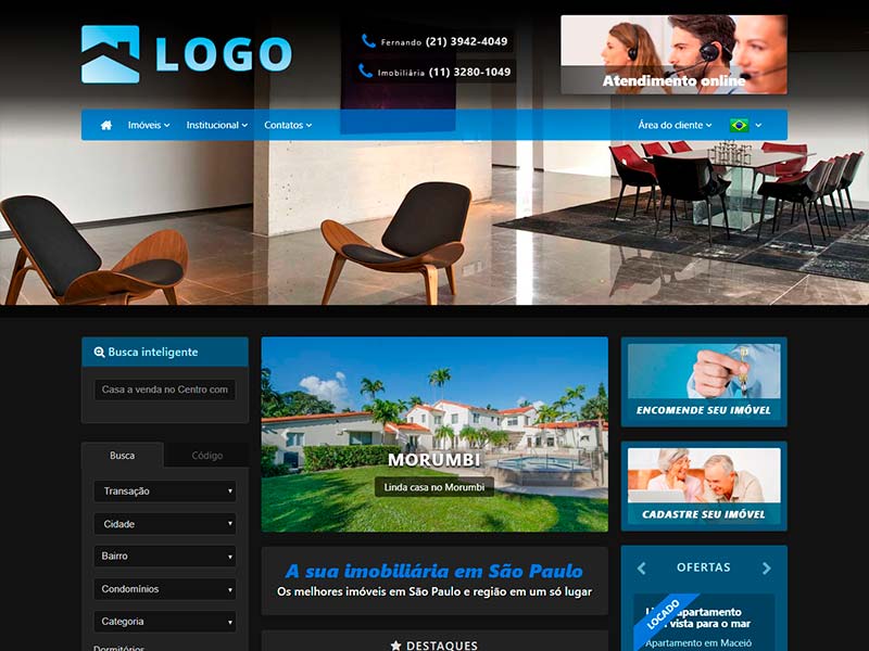 Modelo de site para imobiliária Wide