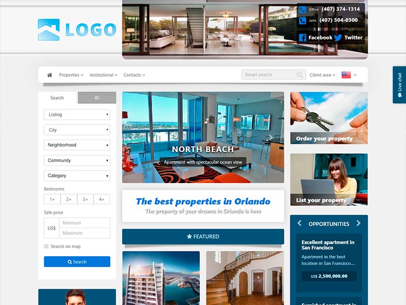 Real estate website template Serene