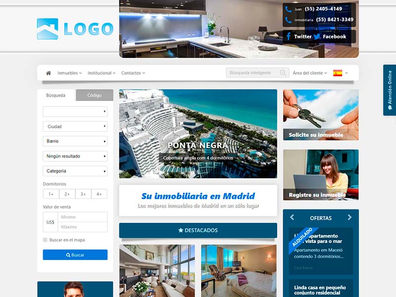 Plantilla de página web inmobiliaria Serene