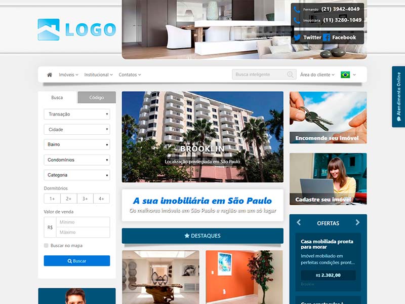 Modelo de site para imobiliária Serene