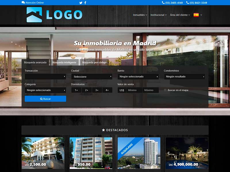 Plantilla de página web inmobiliaria Lounge