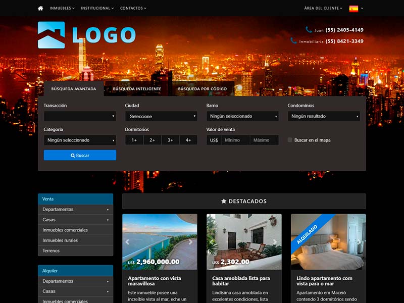 Plantilla de página web inmobiliaria Skyline
