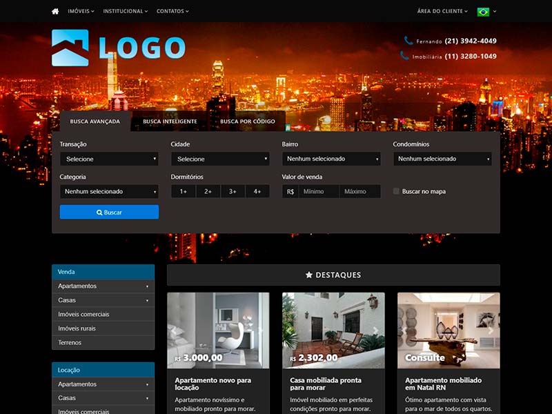 Modelo de site para imobiliária Skyline