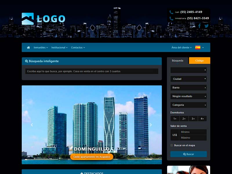 Plantilla de página web inmobiliaria Midnight