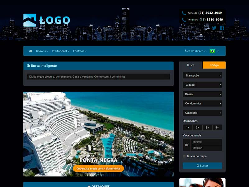 Modelo de site para imobiliária Midnight