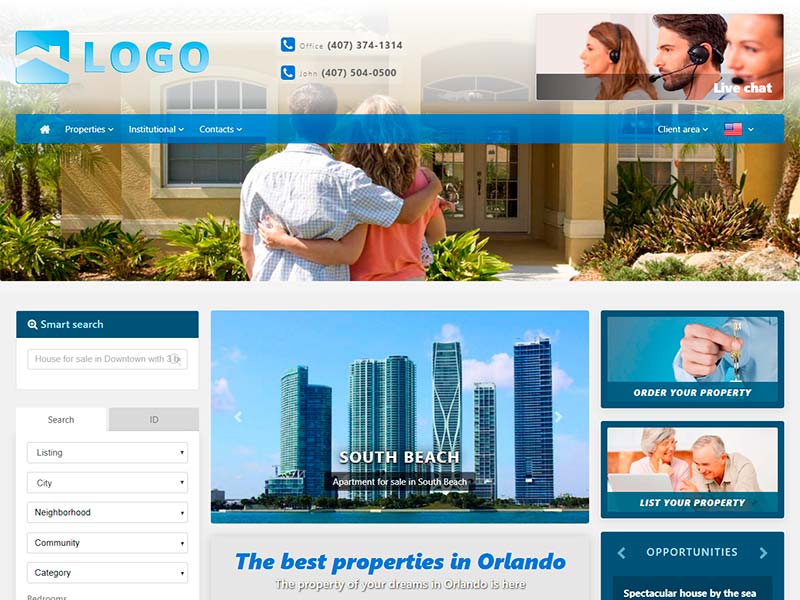 Real estate website template Dream