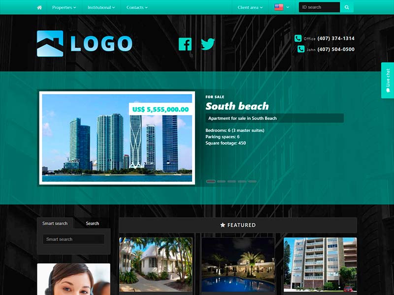 Real estate website template Elementary