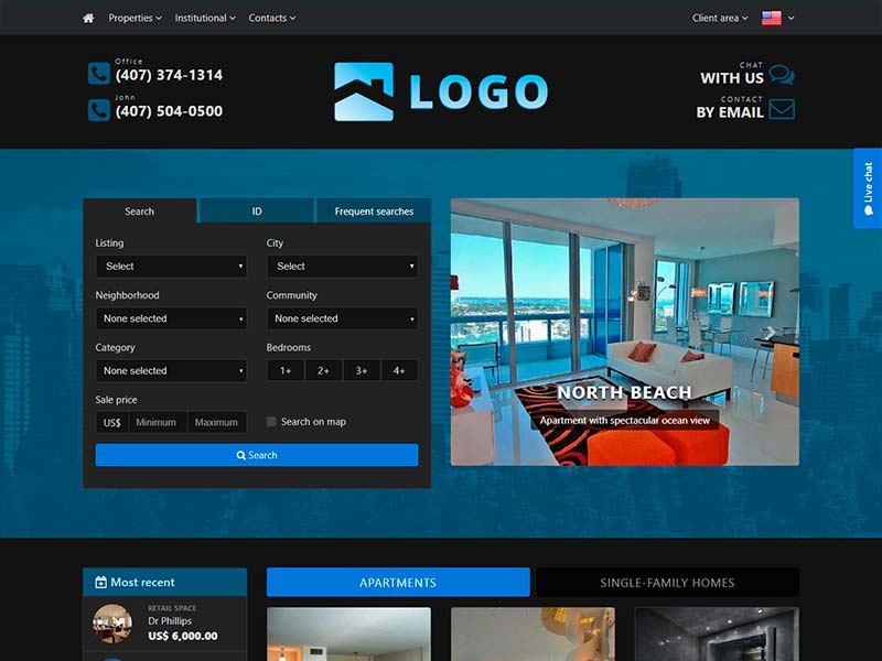 Real estate website template Neptune