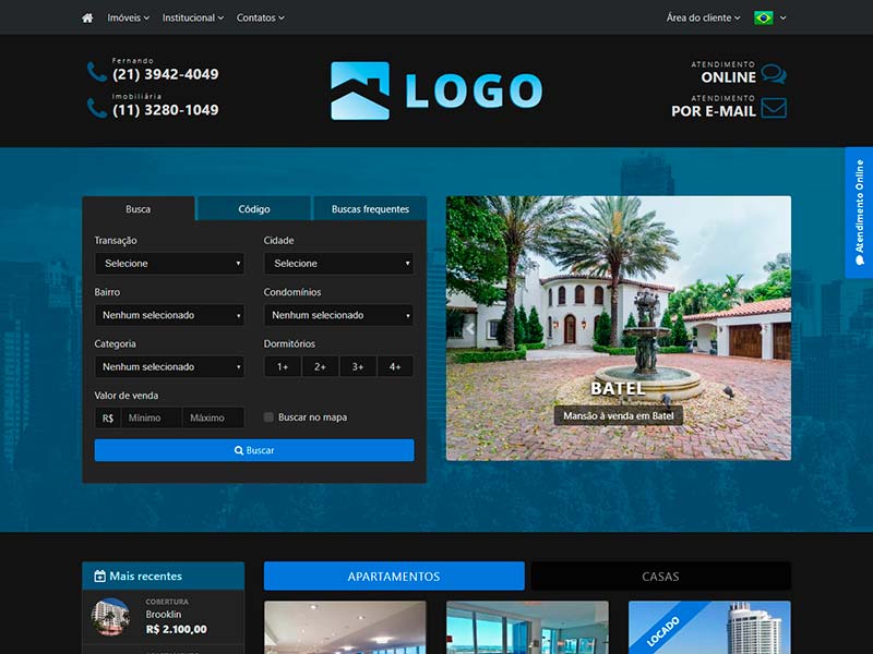 Modelo de site para imobiliária Neptune