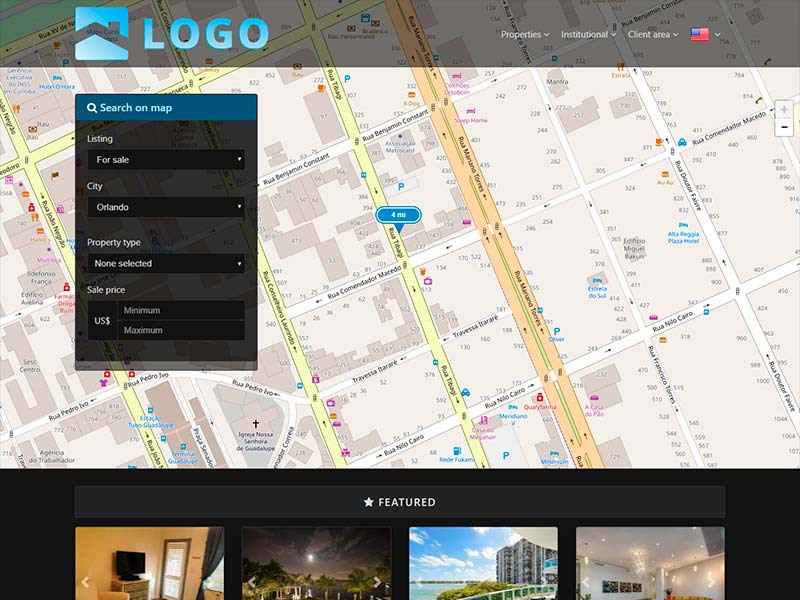 Real estate website template Cartogram