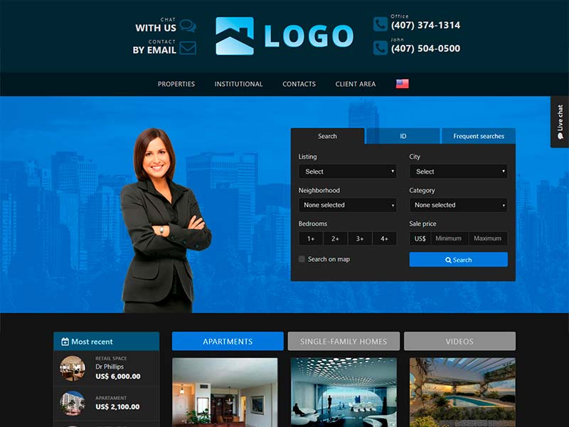 Real estate website template Office