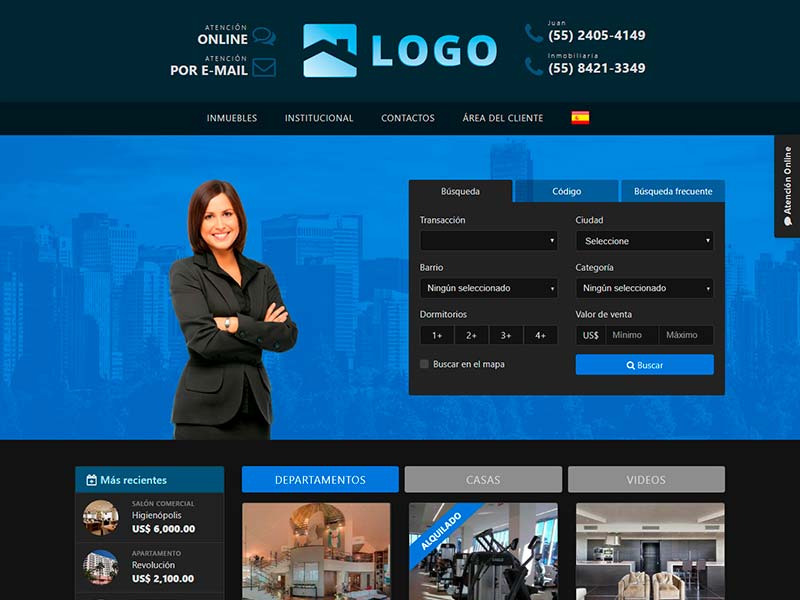 Plantilla de página web inmobiliaria Office