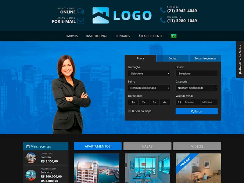 Modelo de site para imobiliária Office