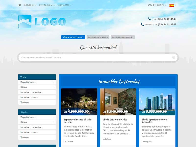 Plantilla de página web inmobiliaria Mirage