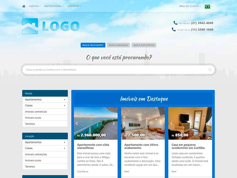 Modelo de site para imobiliária Mirage