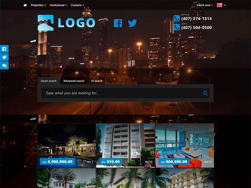 Real estate website template Avery