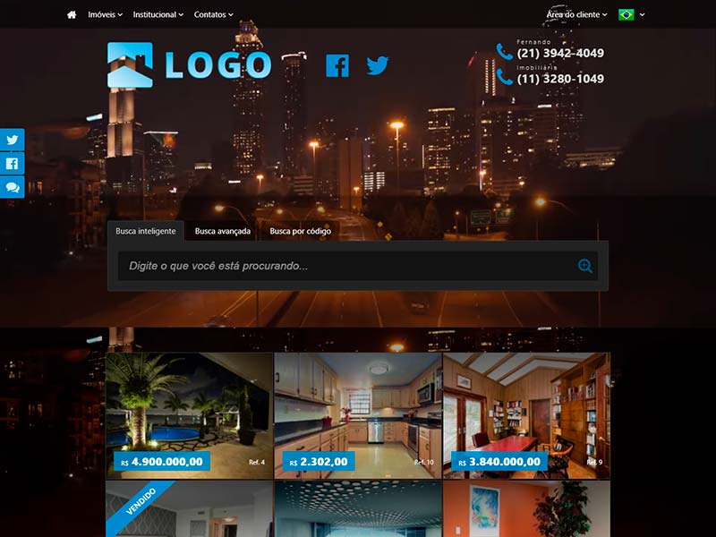 Modelo de site para imobiliária Avery