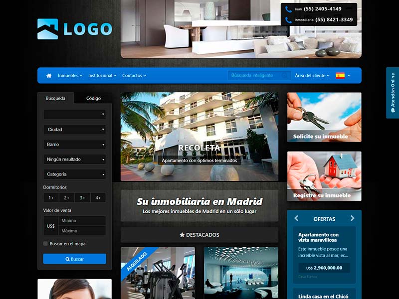 Plantilla de página web inmobiliaria Eclipse