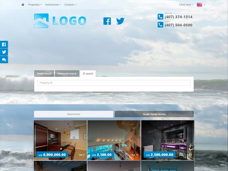 Real estate website template Galápagos