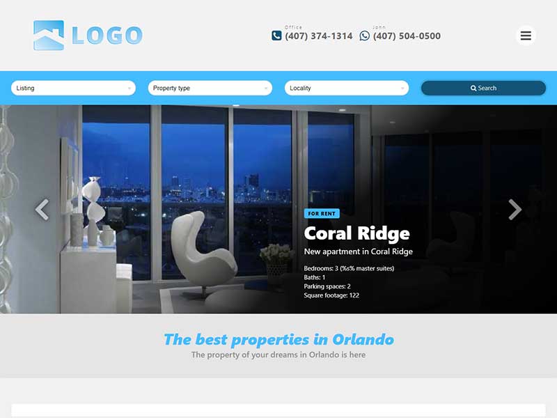 Real estate website template Horizon