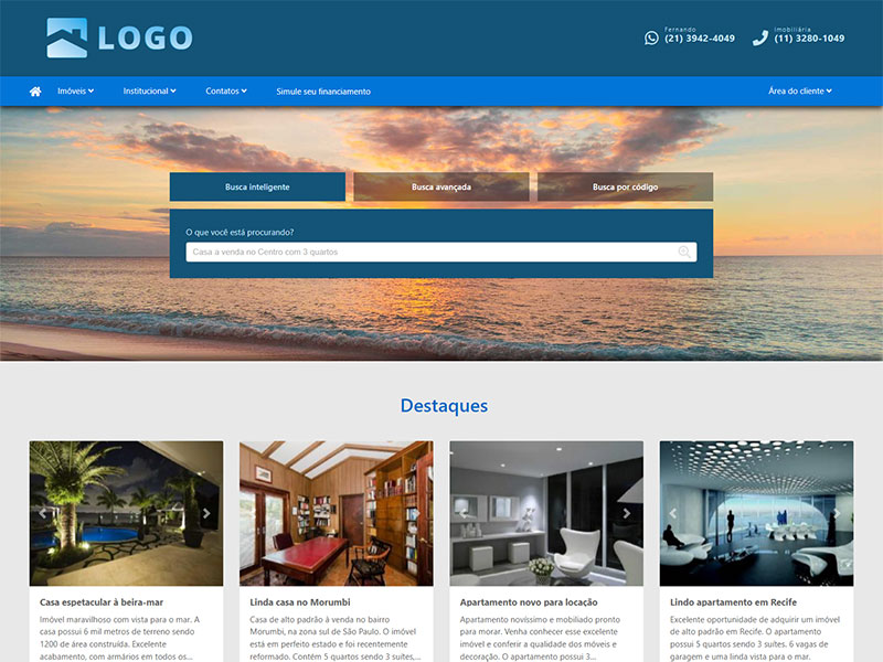 Modelo de site para imobiliária Basis