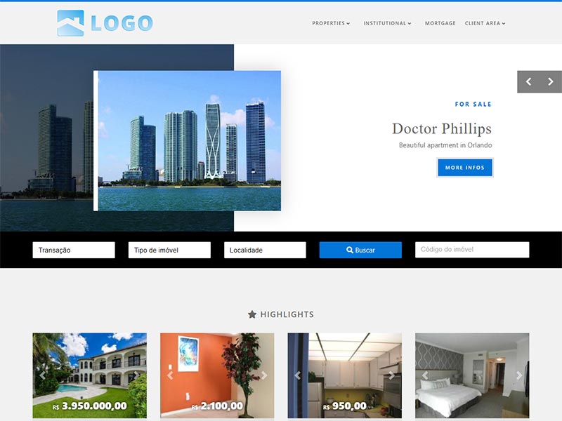 Real estate website template Sheer