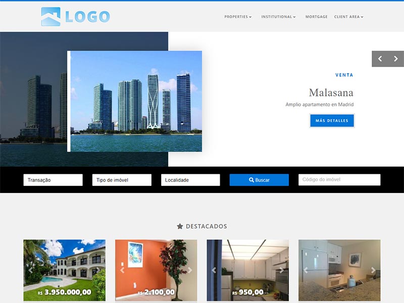 Plantilla de página web inmobiliaria Sheer