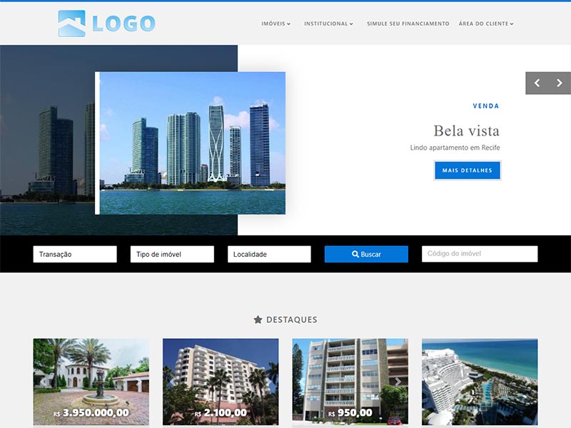 Modelo de site para imobiliária Sheer