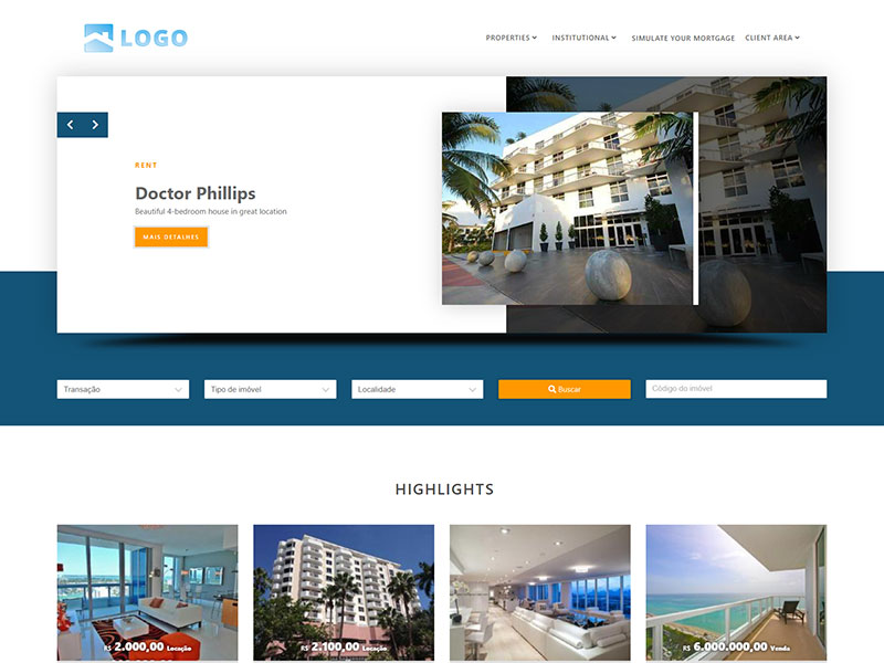 Real estate website template Floated