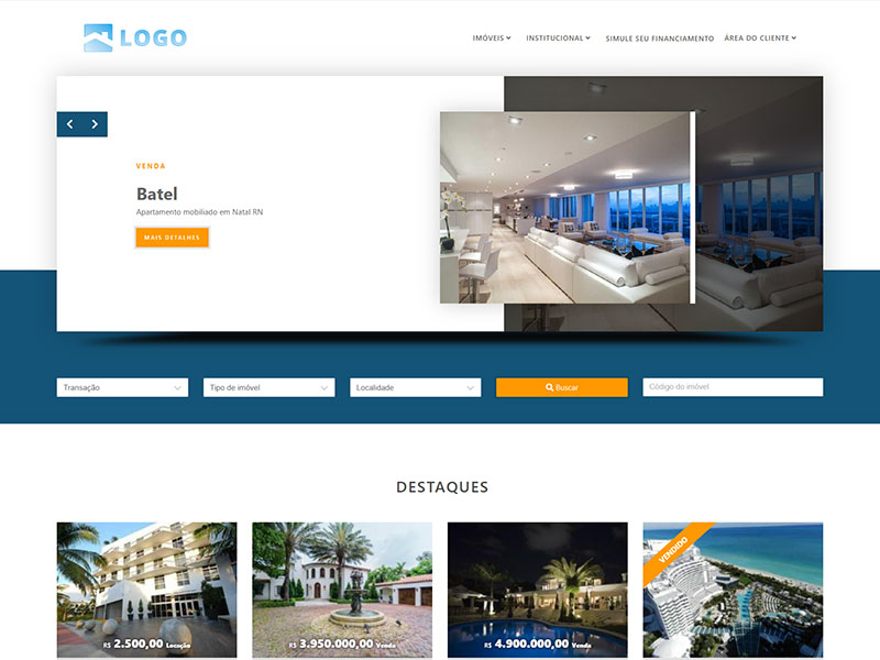Modelo de site para imobiliária Floated
