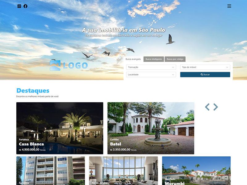 Modelo de site para imobiliária Azure