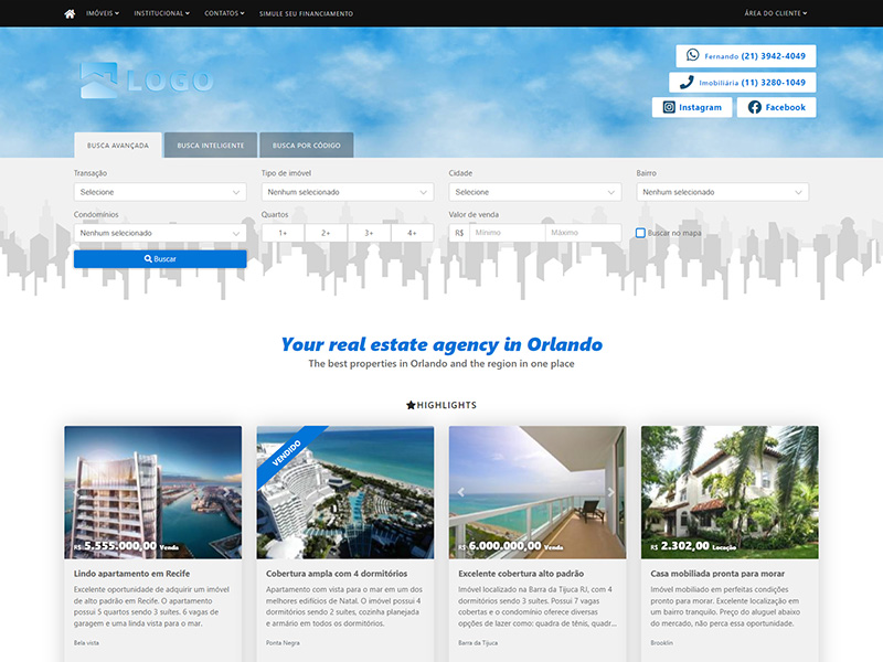 Real estate website template SkyMotion