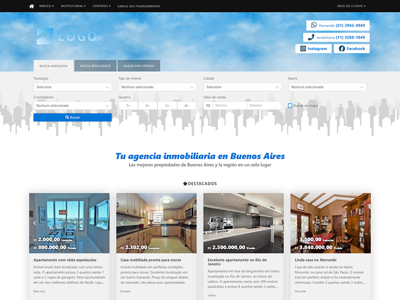 Plantilla de página web inmobiliaria SkyMotion