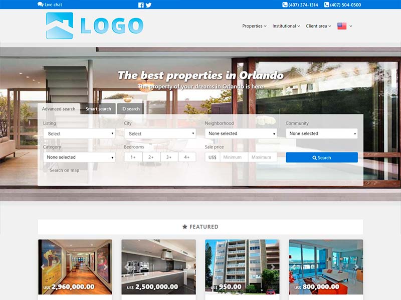Real estate website template Alpha