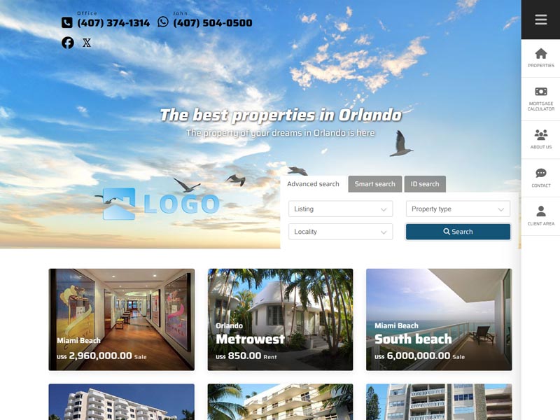Real estate website template Aeris