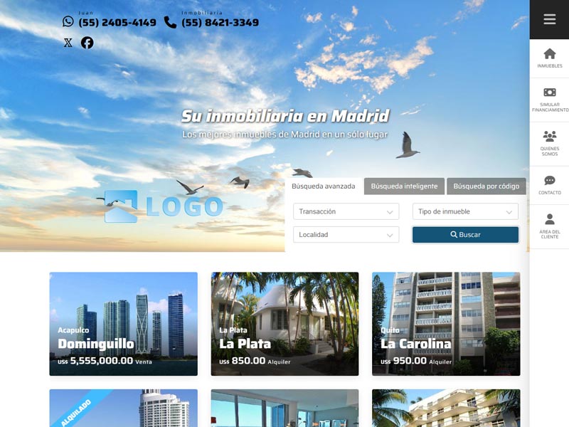 Plantilla de página web inmobiliaria Aeris