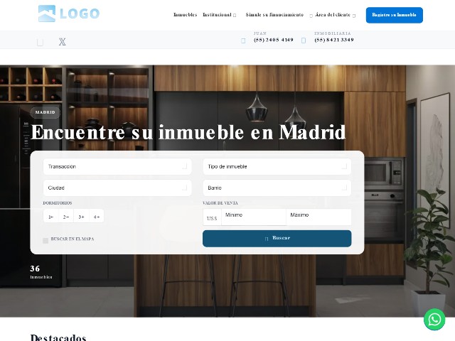 Plantilla de página web inmobiliaria Lume