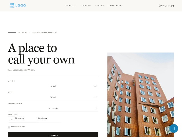 Real estate website template Editorial