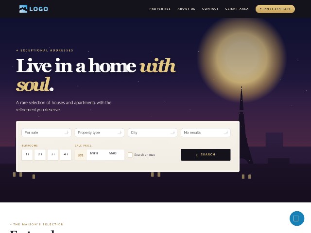 Real estate website template Paris