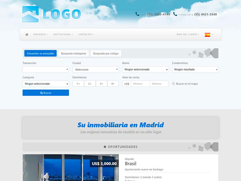 Plantilla de página web inmobiliaria Soaring